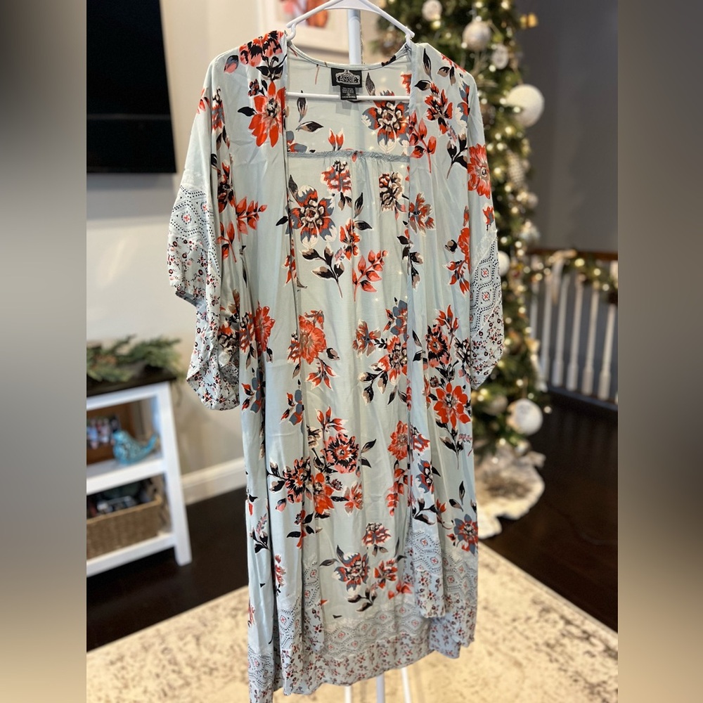 Light Blue Floral Duster